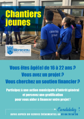 photos jeune sur chantiers avec texte et fond bleu